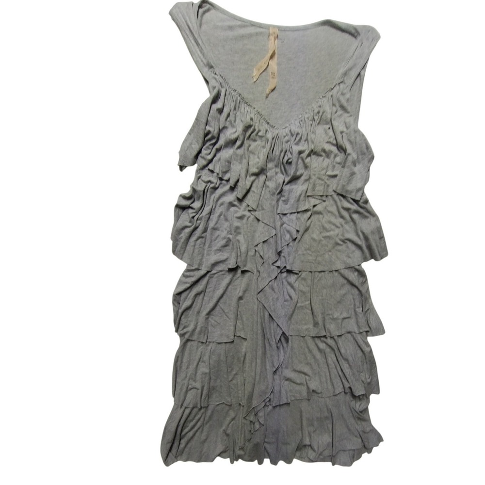Made In USA Gray Tiered Ruffle‎ Boho Dress Medium Lagenlook Cottagecore Romantic